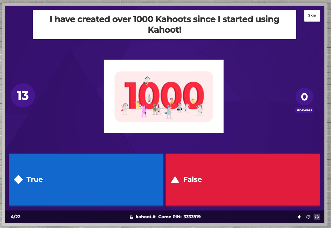 "Laura has created over 1000 kahoots since I started using Kahoot!"